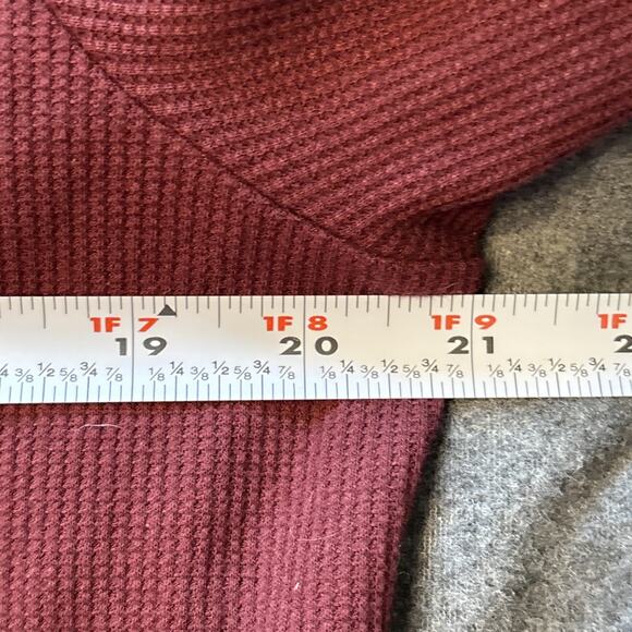 EDDIE BAUER Waffle Knit Burgundy Snap Long Sleeve Thermal Top Women’s Large - Picture 4 of 7